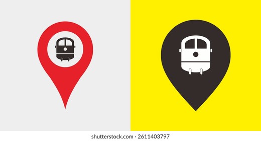 Elegant, clear, bold train station location vector icon