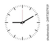 Elegant clock concept on white background. slim round watch. analog clock illustration