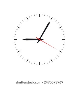 elegant clock concept on white background. slim round watch. analog clock illustration