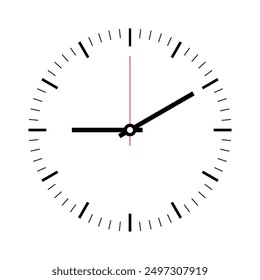 Elegant clock concept on white background. slim round watch. analog clock illustration