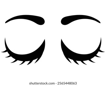 Elegant Closed Eyelashes Illustration Beauty and Cosmetics Designs