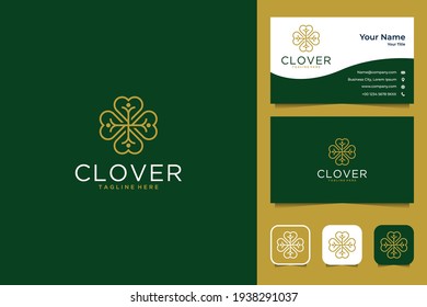 elegant clover with health logo design and business card