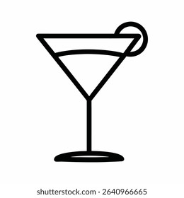 Elegant Cocktail Glass Icon Outline Vector Illustration for Drinks Menu, Bar Design, and Beverage Websites	