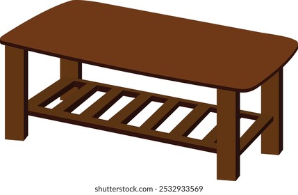Mesa de café elegante Isolado no fundo branco. Ilustração de vetor de mesa de madeira