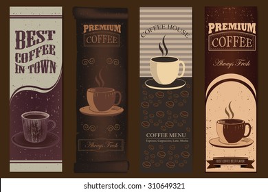 Elegant Coffee banners with coffee cups 