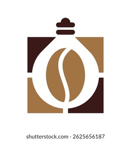 Elegant Coffee Bean Idea Digital Orbit Vector Logo