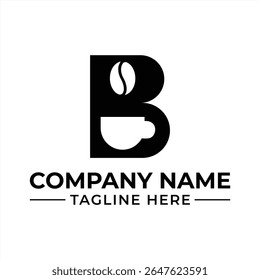 Elegant Coffee Company Logo Design with Letter B Incorporation Featuring Coffee Bean and Cup Imagery for Brand Identity