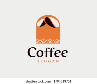 Elegant Coffee Logo Design With Arabic Tradition Sadu Vector For Cafe Business 