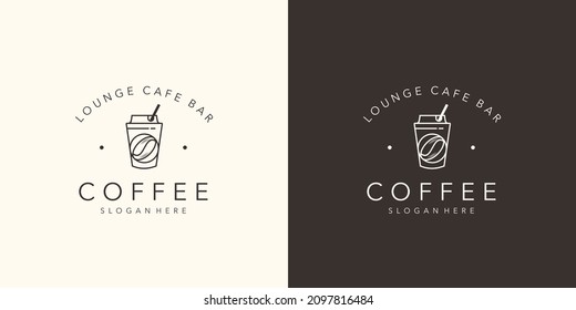 elegant coffee logo template. minimalist lounge cafe bar, coffee house, retro style inspiration.