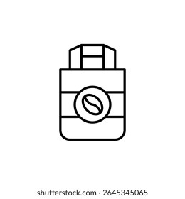 Elegant Coffee Packaging Icon Featuring a Coffee Bean Illustration