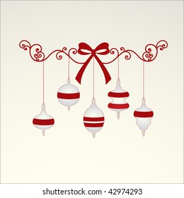 Elegant coil bow and hanging baubles