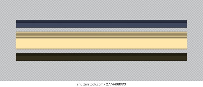 Elegant collection of classic wall and ceiling molding elements featuring decorative crown molding, baseboards, cornices, and ornamental architectural trims.