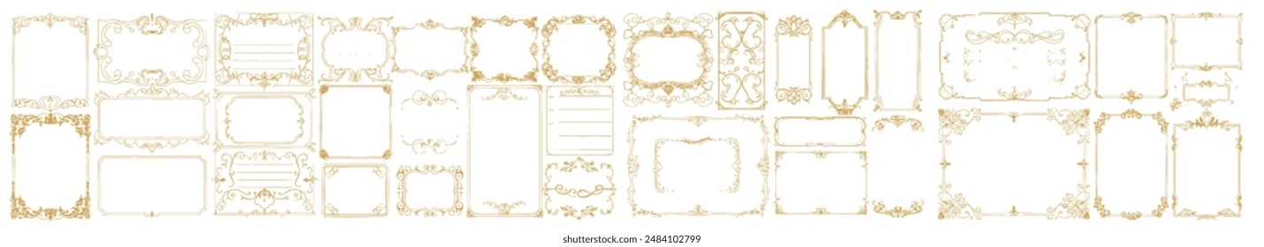 Elegant Collection of Golden Vintage Frames on a White Background. Vector illustration