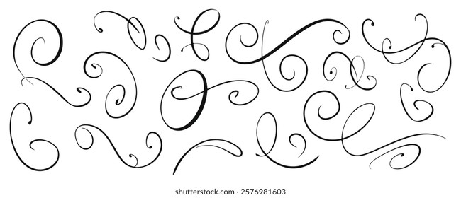 Elegant collection of hand-drawn flourishes. Perfect for adding a touch of whimsy to your designs!