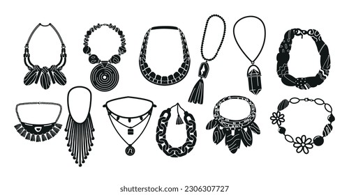 Elegant Collection Of Monochrome Beads And Necklaces, Timeless Designs That Exude Sophistication And Versatility