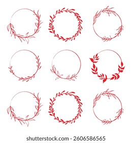 Elegant Collection of Red Leaves Decorative Wreaths in Minimalist Style