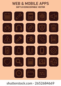 Elegant collection of thin line UI icons representing diverse application features for modern web and mobile