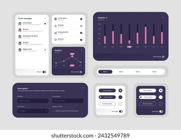 Elegant Collection of ui ux elements for web design, app design. Ux dashboard user panel template. User interface, experience.