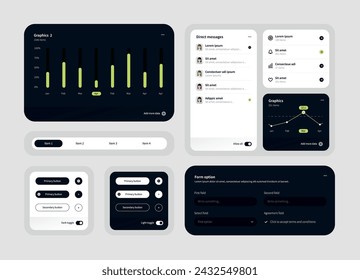 Elegant Collection of ui ux elements for web design, app design. Ux dashboard user panel template. User interface, experience.