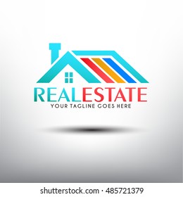 Elegant and color full real estate logo template. Vector iilustration
