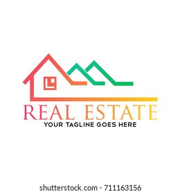 Elegant and color full real estate logo template. Vector iilustration