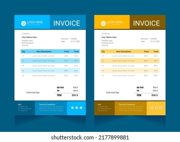 Elegant color invoice template design