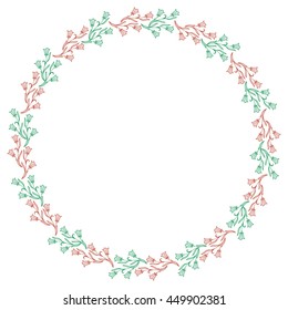 Elegant color round frame with bluebells. Design element for advertisements, flyer, web, wedding and other invitations or greeting cards.Vector clip art.