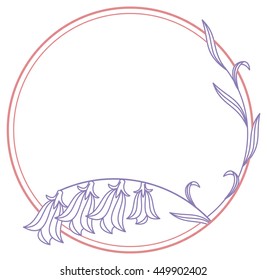 Elegant color round frame with bluebells. Design element for advertisements, flyer, web, wedding and other invitations or greeting cards.Vector clip art.