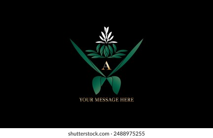 Elegant color royal vector logo design with letter A on black background. Stylish monogram for business, restaurant, boutique, cafe, hotel, labels, etc.