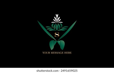 Diseño elegante del logotipo del Vector real del color con la letra S sobre fondo negro. Monograma elegante para negocios, restaurantes, boutique, café, hotel, etiquetas, etc.