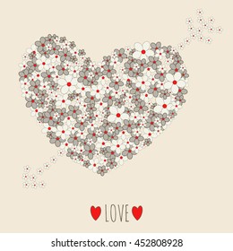 Elegant color vector invitation card with flower heart