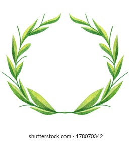 elegant color vector watercolor wreath of leaves and branches that can be used as a frame