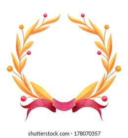 elegant color vector watercolor wreath of leaves and branches that can be used as a frame