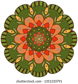 Elegant colored mandala. Ethnic floral mandala. Oriental circular pattern, vector illustration. For henna, tattoo, decoration, greeting cards, textile, ceramic, decoupage paper