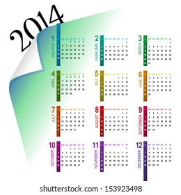 elegant and colorful 2014 calendar design on light background - week starts with sunday 