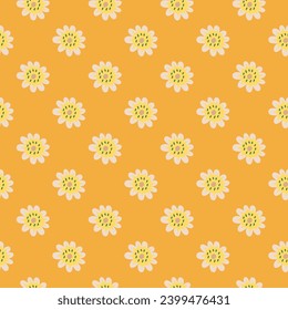 Elegant and colorful abstract flower design in a seamless pattern, ideal for fabric prints and nature-themed backdrops, capturing the essence of summer meadows.