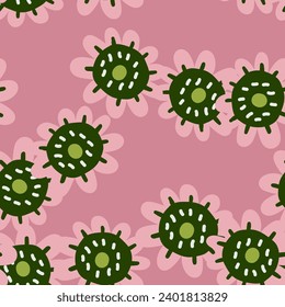 Elegant and colorful abstract flower design in a seamless pattern, ideal for fabric prints and nature-themed backdrops, capturing the essence of summer meadows.