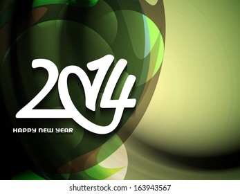 elegant colorful background design in wave style for happy new year 2014. vector illustration