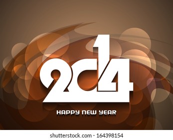 elegant colorful background design in wave style for happy new year 2014. vector illustration