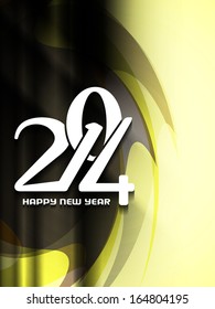elegant colorful background design in wave style for happy new year 2014. vector illustration