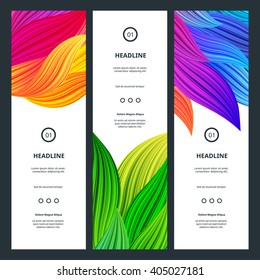 Elegant Colorful Banners with Flowers Petals. Abstract Beautiful Backgrounds. Vector Vibrant  Graphic for Business Cards, Web Banners, Invitation Cards, Party Posters and Advertisement Flyers.