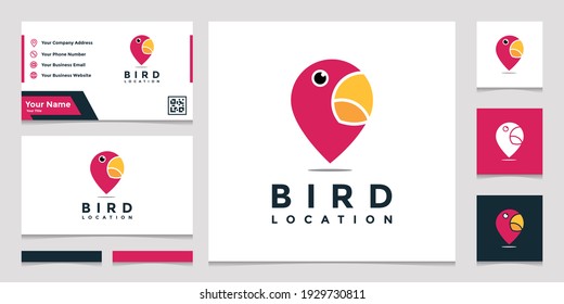 elegant and colorful bird location logo with business card design