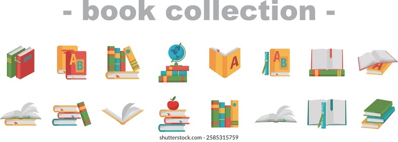 Elegant Colorful Books pile Illustration Vector Art Cute Icon Symbol