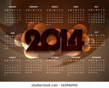 elegant colorful calender design for new year 2014. vector illustration