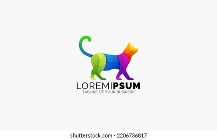 Elegant Colorful Cat logo designs vector