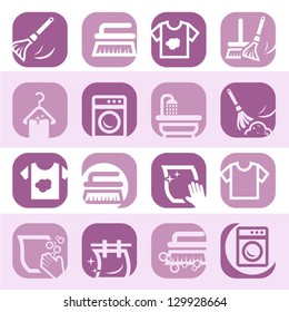 Elegant Colorful Cleaning And Washing Icons Set Created For Mobile, Web And Applications.