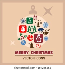 Elegant Colorful Cristmas Icons Set Created For Mobile, Web And Applications.
