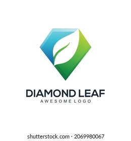 Elegant colorful diamond leaf logo gradient