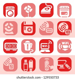 Elegant Colorful Electronic Home Devices Icons Set Created For Mobile, Web And Applications.