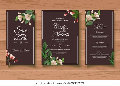 Elegant and Colorful Floral Wedding Invitation Card Set